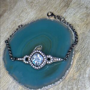 925 JC Vintage Silver Oil Spill /multi chrome CZ Statement Bracelet